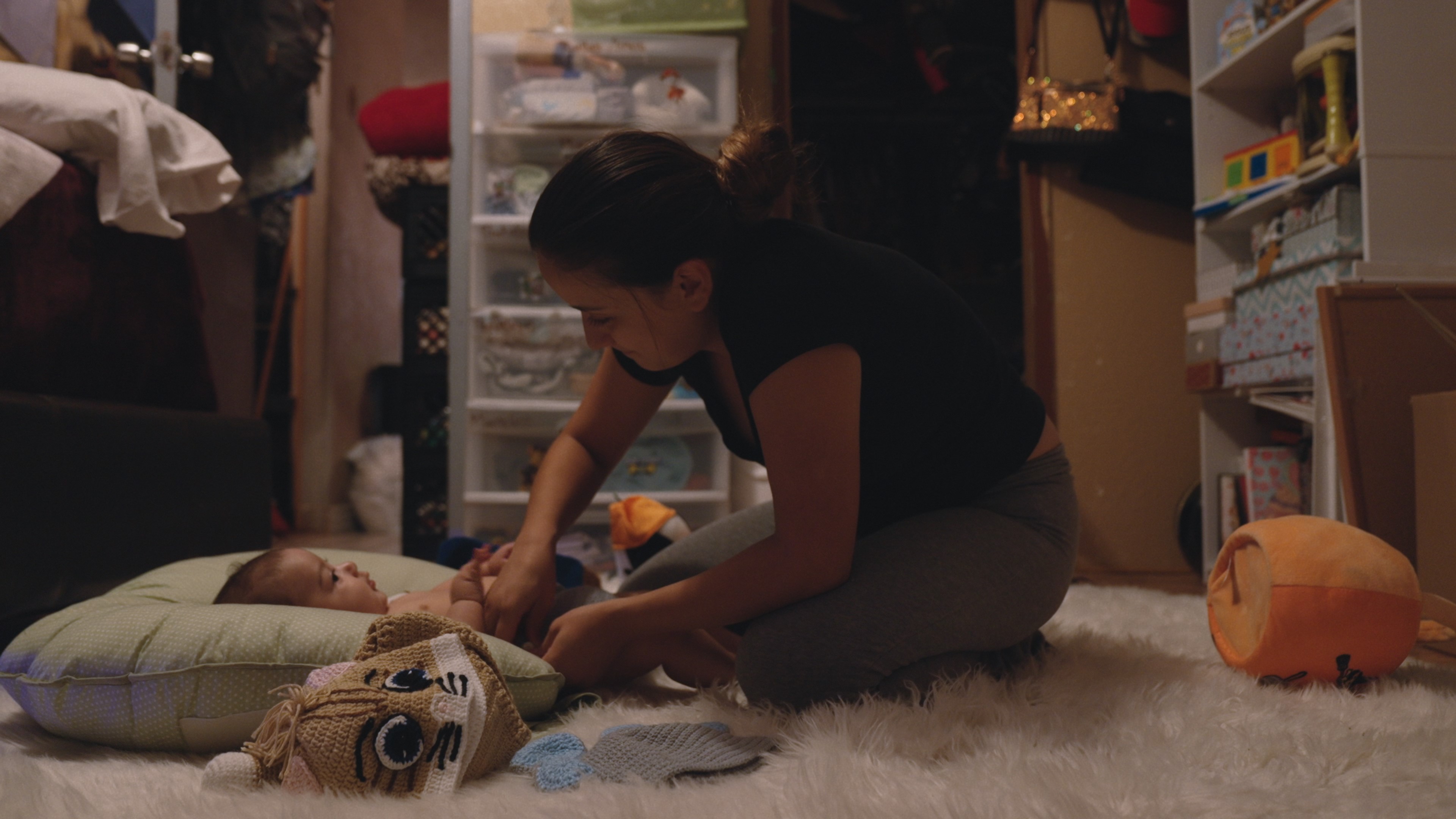 Maria taking care of her child